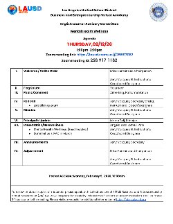 ENGLISH ELAC AGENDA